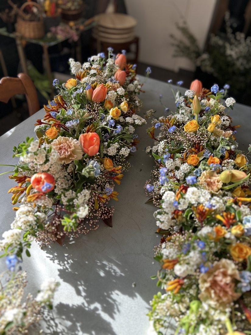 Colourful floral arrangement on a cocktail table