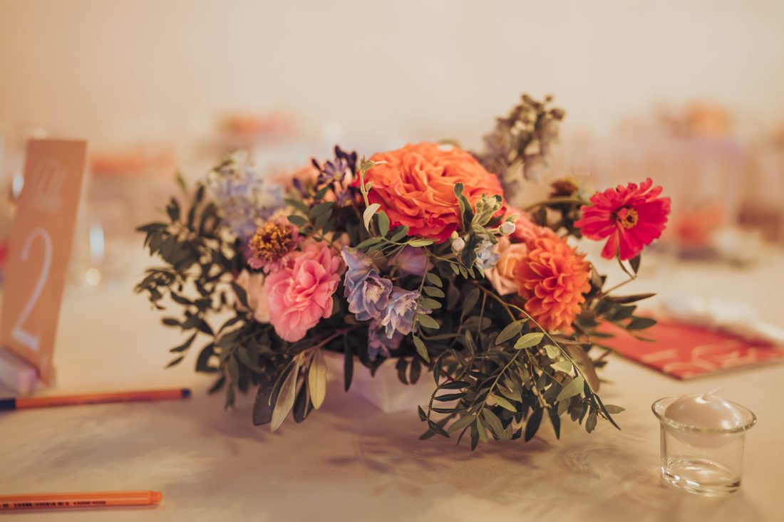 Mariage Pauline et Christophe, centre de table fleuri